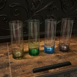 RARE!!! Rimless Carnival glass highball glasses set of four, gorgeous, classic!